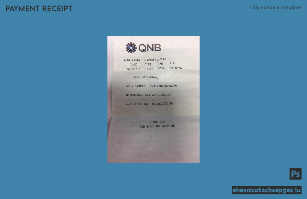 QNB Bank-Zahlungscheck-Beispielvorschau